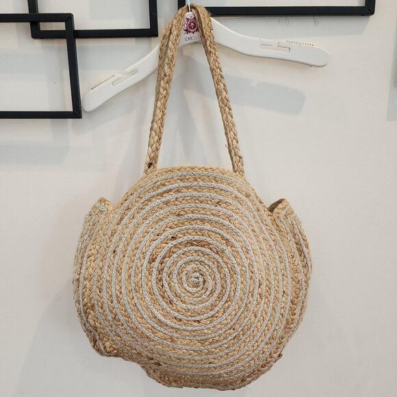 Round jute tote handbag - Picture 4 of 4